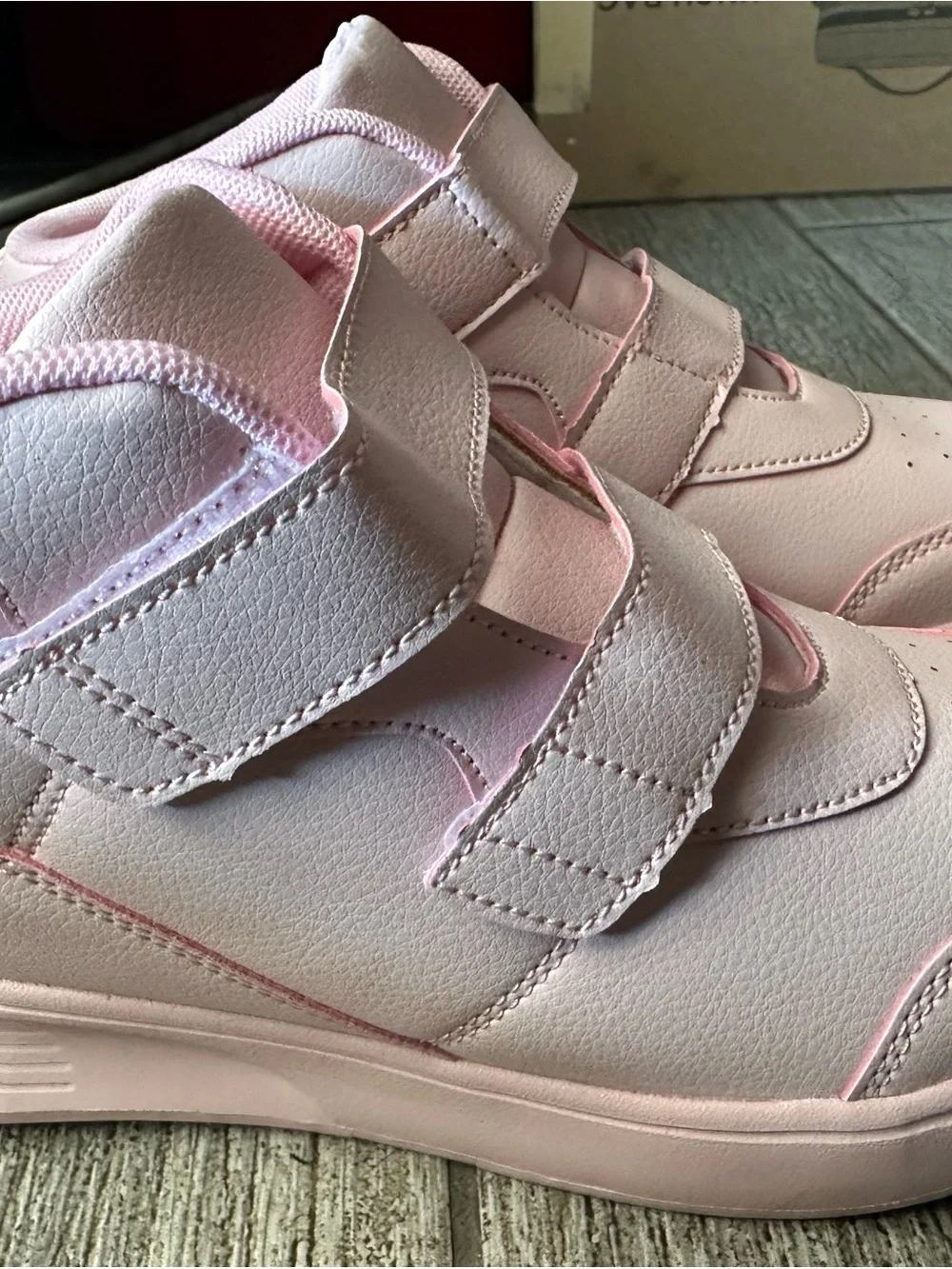 Kids Pink High-Top Athletic Shoes with Velcro Straps